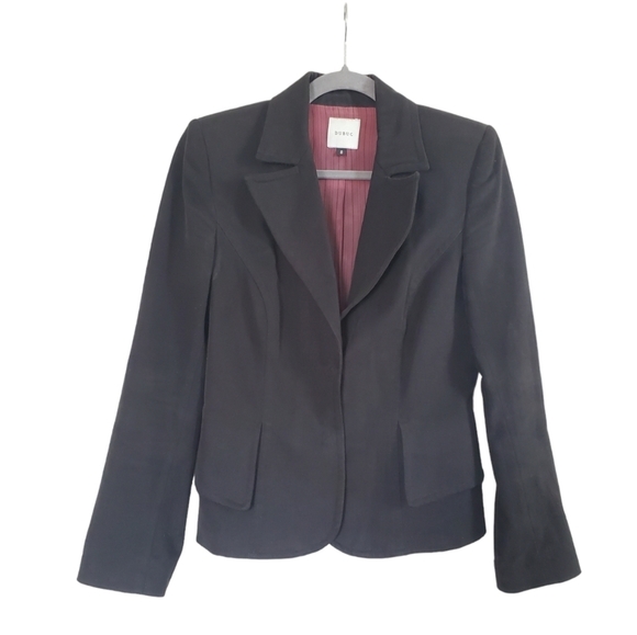 Philippe DUBUC Black Soft 100% Cotton Stylish w/ Pockets Mid-Length Blazer, Sz 8 - Picture 1 of 16